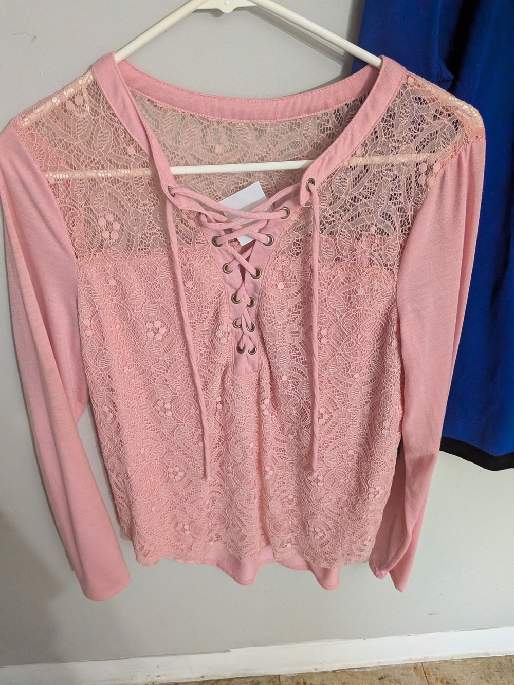 No Boundaries Pink Lace-Up Long Sleeve Top